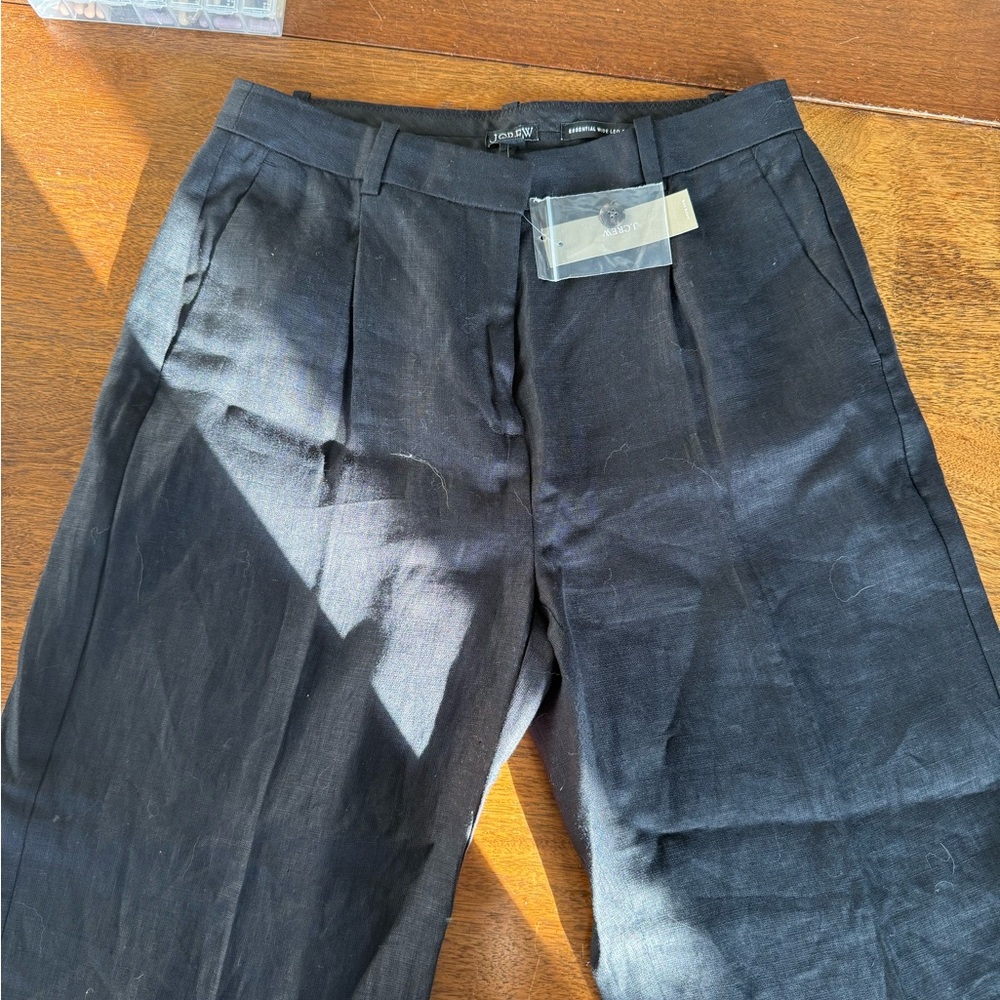 J. Crew black wide leg linen pants